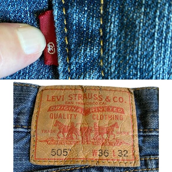 Levi's 505 Jeans Men's 36x32 Straight Leg Regular Fit Blue Medium Wash Blank Tag - Picture 13 of 16